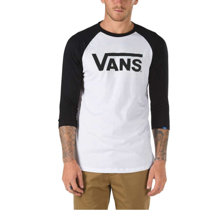 VANS CLASSIC RAGLAN LONG SLEEVE SHIRT BLK/WHT S