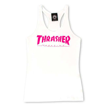 THRASHER MAGAZINE MAGAZINE LOGO RACERBACK TT W WHT M