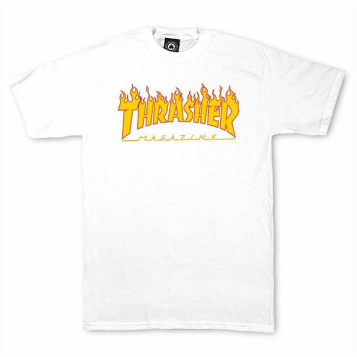 THRASHER MAGAZINE FLAME T-SHIRT WHITE M