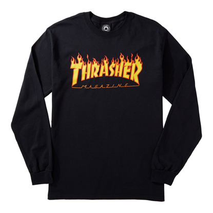 THRASHER MAGAZINE FLAME LONG SLEEVE SHIRT BLACK S