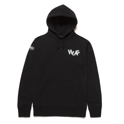 HUF HAZE BRUSH HOODIE BLACK L