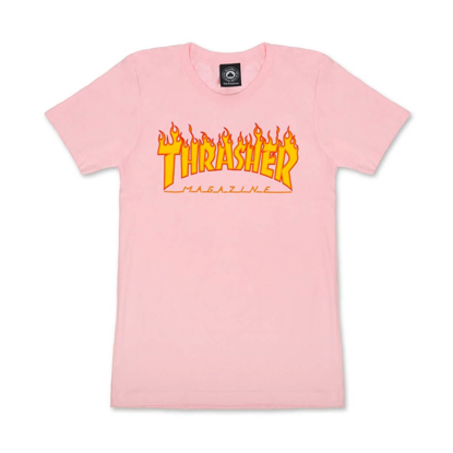 THRASHER MAGAZINE FLAME LOGO S/S T-SHIRT PINK S
