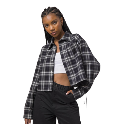 HUF CROP FLANNEL SHIRT BLACK S