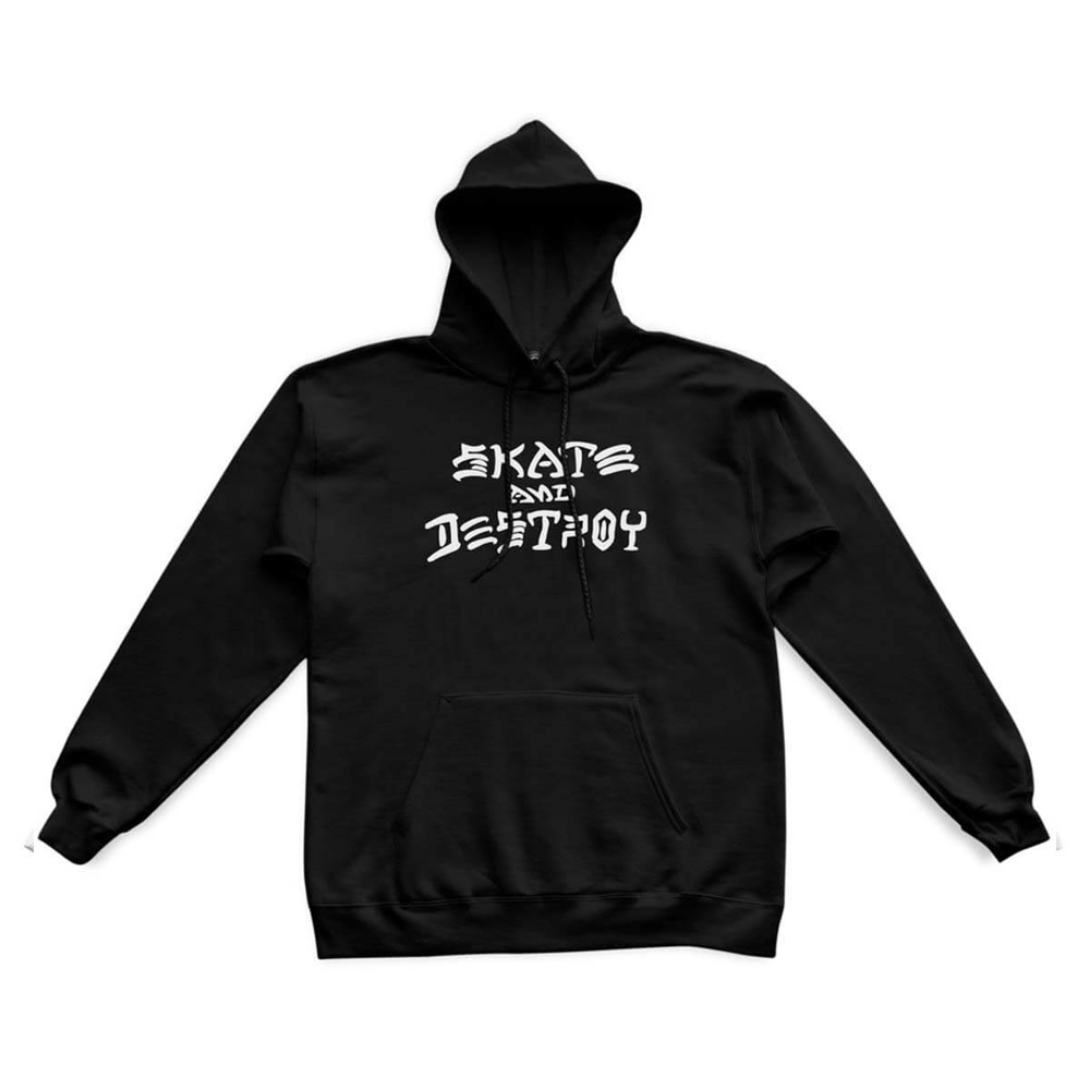 THRASHER MAGAZINE SKATE AND DESTROY PULLOVER HOODIE BLACK L