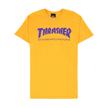 THRASHER MAGAZINE SKATEMAG T-SHIRT GOLD/PURPLE S