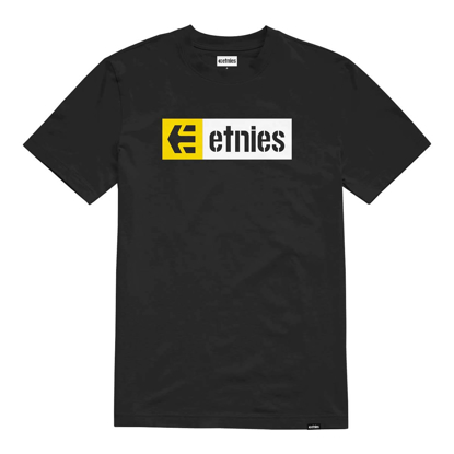 ETNIES NEW BOX T-SHIRT BLACK/WHITE/YELLOW S