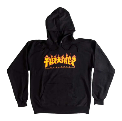THRASHER MAGAZINE GODZILLA FLAME HOOD BLACK S