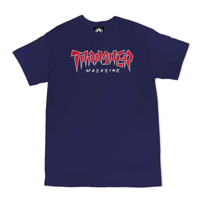 THRASHER MAGAZINE JAGGED LOGO T-SHIRT NAVY BLUE XL