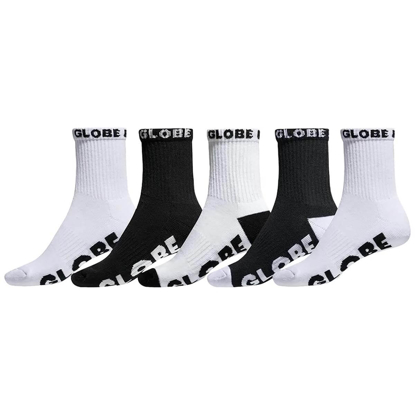 GLOBE GLOBE BOYS QUATER SOCK 5 PACK BLACK/WHITE UNI