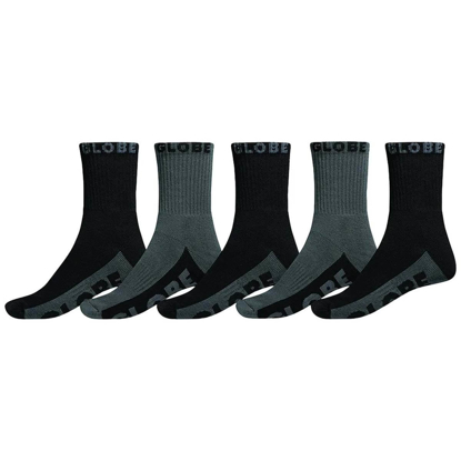 GLOBE BLACK/GREY CREW SOCK 5 PACK BLACK/GREY UNI
