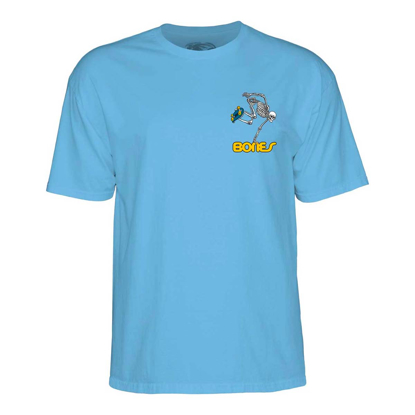 POWELL SKATEBOARD SKELETON KID T-SHIRT CAROLINA BLUE M