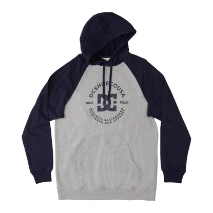 DC DC STAR PILOT RAGLAN PULLOVER HOODIE HEATHER GREY/NAVY BLAZER L