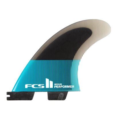 FCS FCS II PERFORMER PC QUAD FINS TEAL/BLACK L