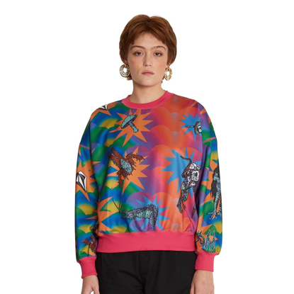 VOLCOM CHRISSIE ABBOTT X FRENCH CREW PULLOVER MULTI M