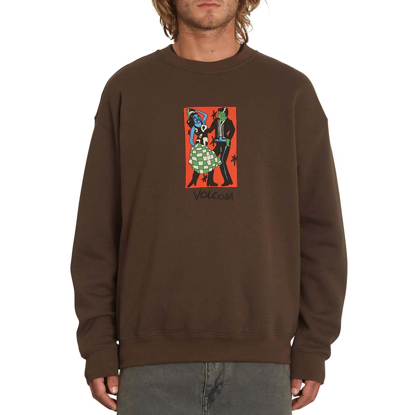 VOLCOM BOB MOLLEMA CREW PULLOVER DARK BROWN M