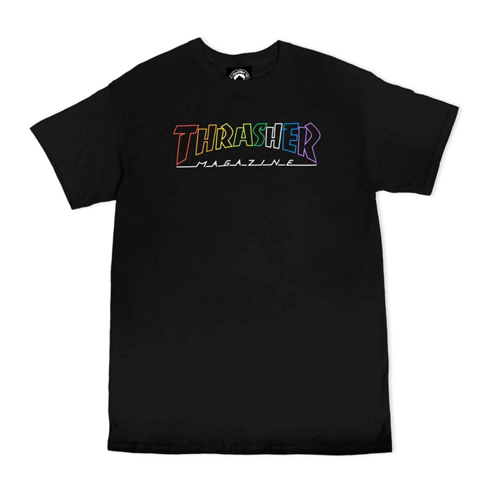 THRASHER MAGAZINE OUTLINED RAINBOW MAG T-SHIRT BLACK M