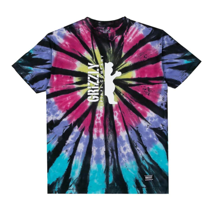 GRIZZLY GRIPTAPE DOWN THE MIDDLE T-SHIRT TIE DYE L