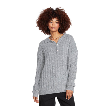 VOLCOM LOW LOW POLO SWEATER W DAZE GREY S