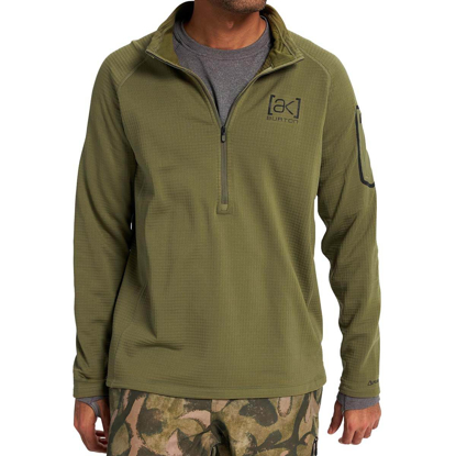 BURTON AK HELIUM GRID HALF-ZIP PULLOVER HEDGE GREEN L