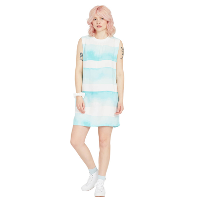 VOLCOM STAY STRIPES DRESS PALE AQUA M