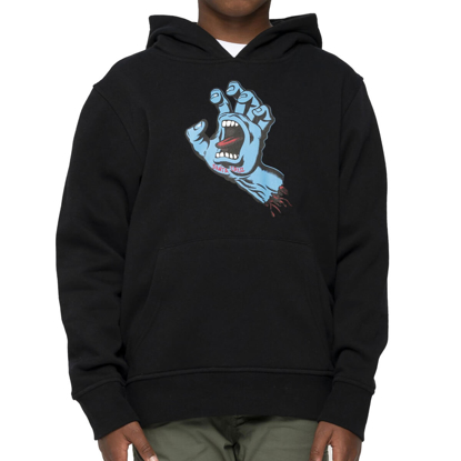 SANTA CRUZ YOUTH SCREAMING HAND PULLOVER HOODIE BLACK 8-10