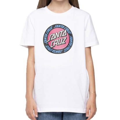 SANTA CRUZ YOUTH OUTER RINGED DOT T-SHIRT WHITE 8-10