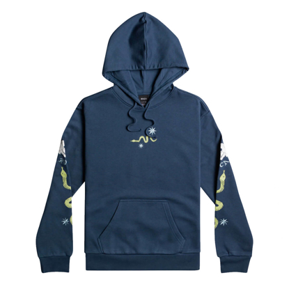 RVCA TEMPTED PULLOVER HOODIE MOODY BLUE M/10