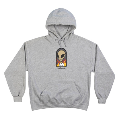 THRASHER MAGAZINE X ALIEN WORKSHOP BELIEVE HOOD GRAY XL