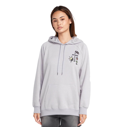 VOLCOM TRULY STOKED BOYFRIEND PULLOVER HOODIE MOONBEAM XS