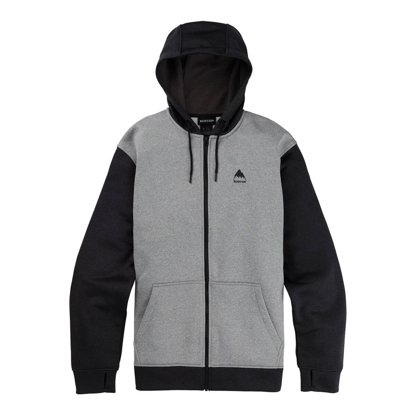BURTON MEN'S BURTON OAK FULL-ZIP HOODIE GRAY HEATHER/TRUE BLACK XL