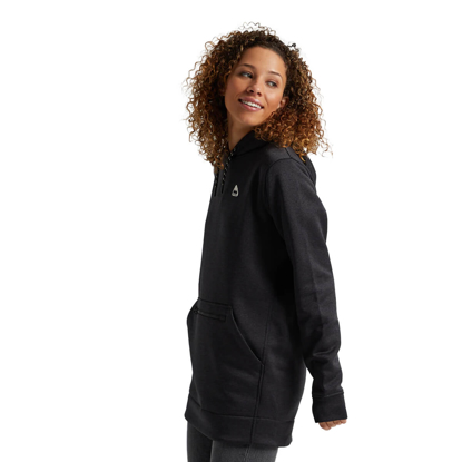 BURTON WOMEN'S OAK LONG PULLOVER HOODIE TRUE BLACK HEATHER L