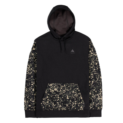BURTON MEN'S OAK PULLOVER HOODIE TRUE BLACK HEATHER/SEDIMENT L