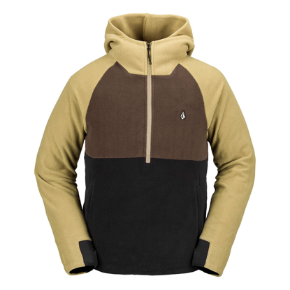 VOLCOM POLAR FLEECE HOODED 1/2 ZIP DARK KHAKI XL