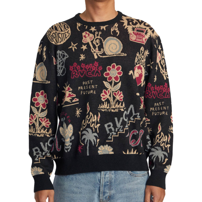 RVCA SCATTERED CREW SWEATER PIRATE BLACK L