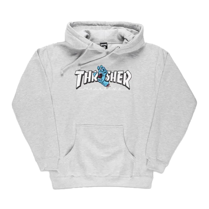 SANTA CRUZ THRASHER SCREAMING LOGO HOODED PULLOVER GREY HTHR M