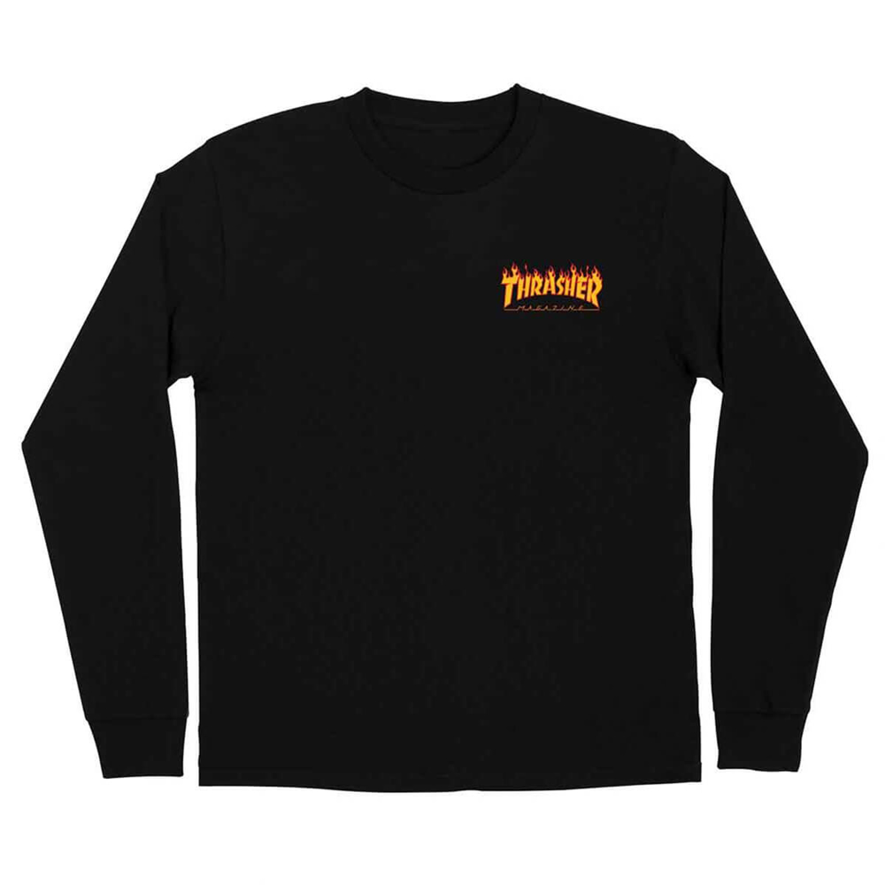 SANTA CRUZ THRASHER FLAME DOT LONGSLEEVE BLACK M