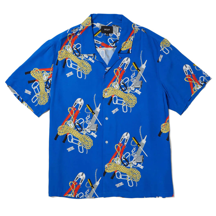HUF SKIDROKYO S/S RESORT SHIRT ROYAL L