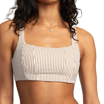 RVCA LINEAR CORSET CROP TOP WORKWEAR BROWN M