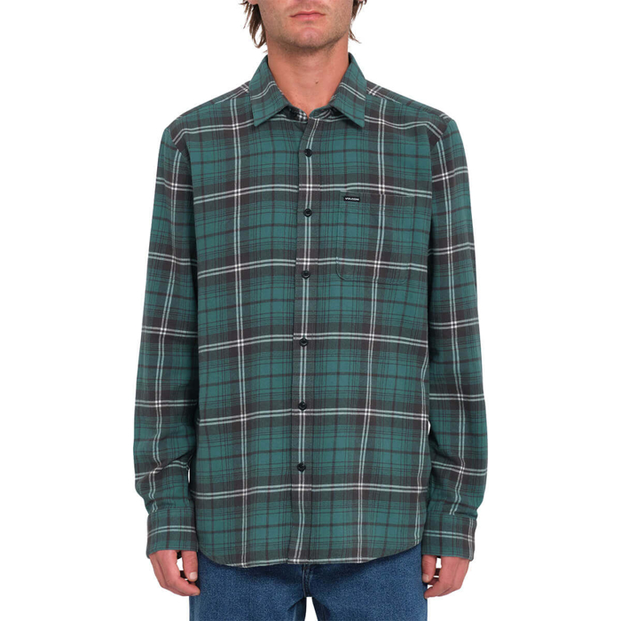 VOLCOM CADEN PLAID LONG SLEEVE SEA GREEN L