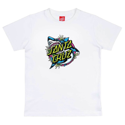 SANTA CRUZ YOUTH SHARK DOT FRONT WHITE 10-12