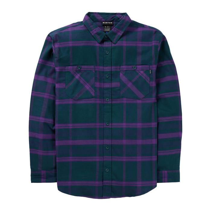 BURTON FAVORITE FLANNEL LONG SLEEVE DEEP EMERALD / IMPERIAL PURPLE PLAID M