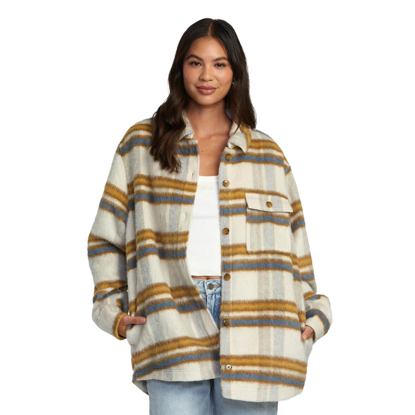 RVCA BIRDIE WOOL BLEND SHACKET LATTE S