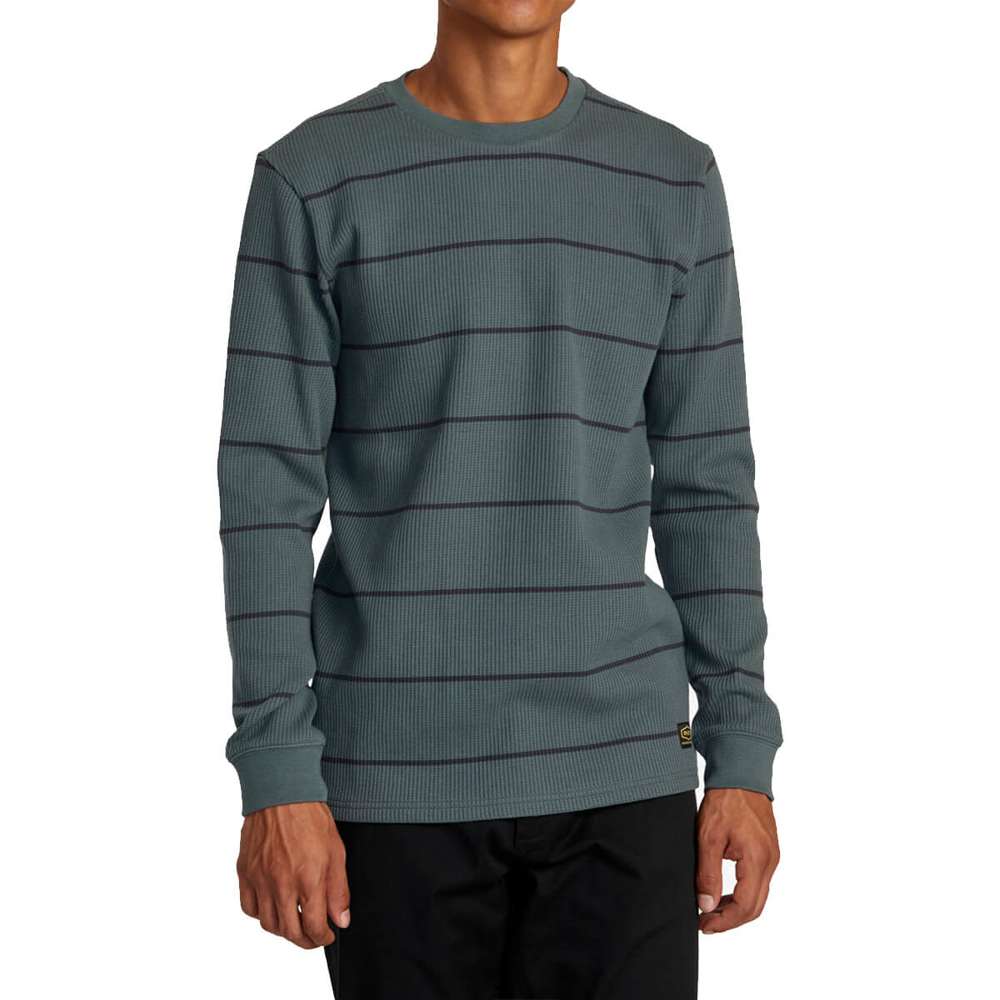 RVCA DAY SHIFT THERMAL STRIPE LS BALSAM GREEN L