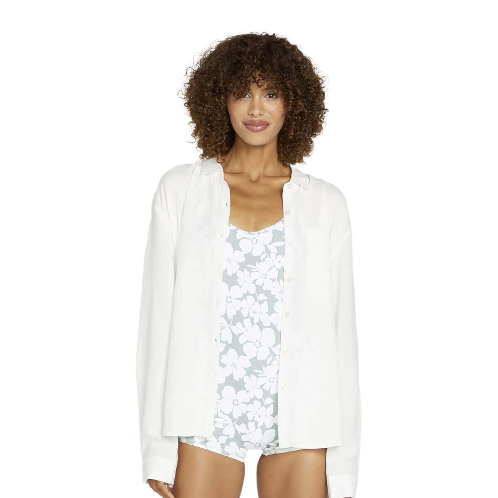 VOLCOM COCO HO YOKED LONG SLEEVE SHIRT STAR WHITE M