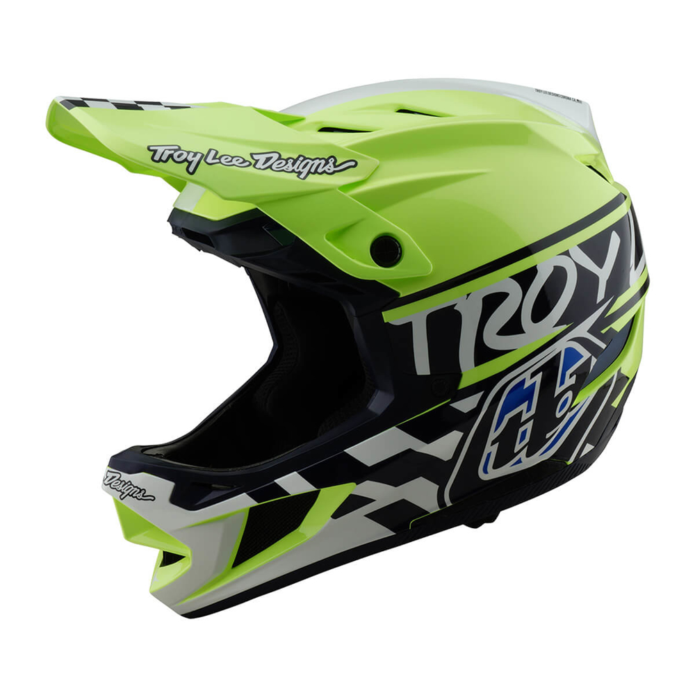 TROY LEE DESIGNS D4 POLYACRYLITE HELMET FIFTY-50 NAVY / GLO YELLOW M