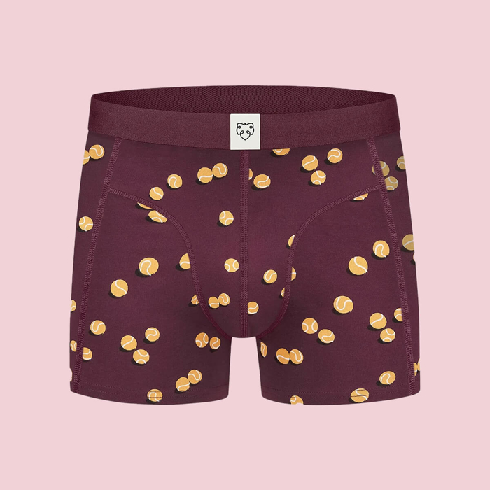 ADAM BURGUNDY-TENNIS-BALLS BOXER BRIEFS ASSORTED XL