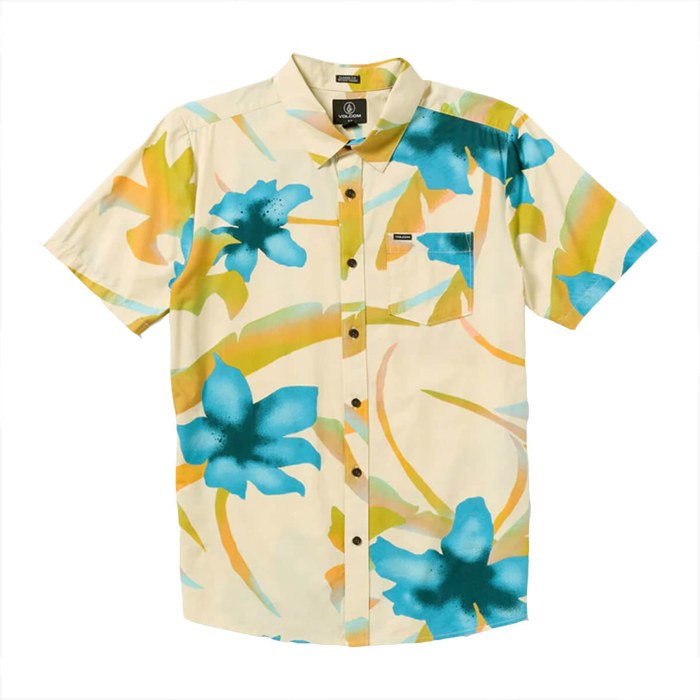 VOLCOM TRACERS FLORAL SHIRT LIGHT BEIGE M