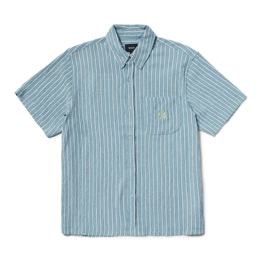 HUF APOLLO S/S STRIPED SHIRT POOL BLUE M