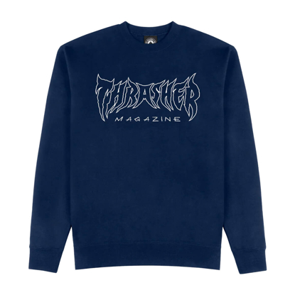 THRASHER MAGAZINE METAL CREWNECK PULLOVER NAVY M