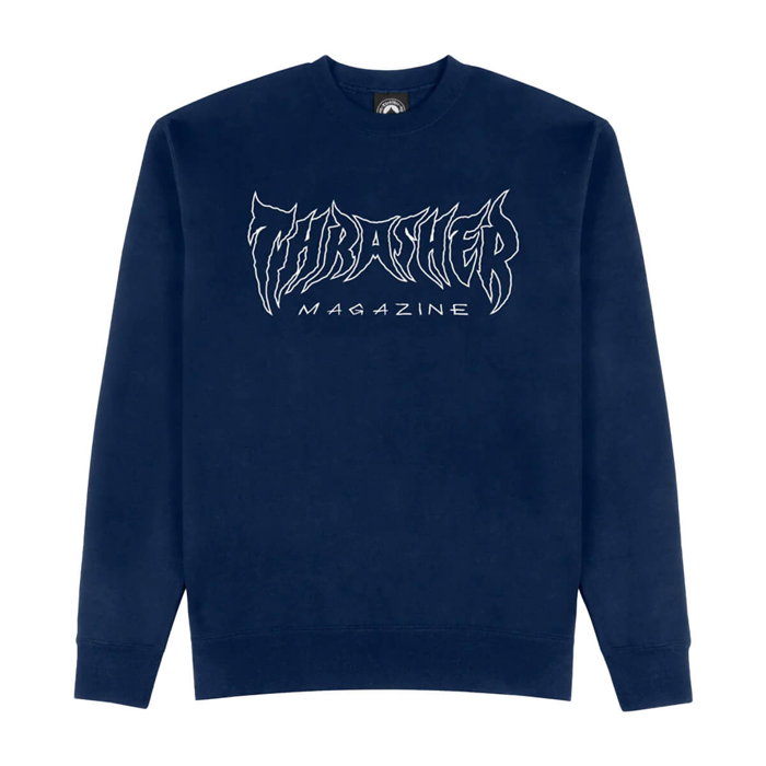 THRASHER MAGAZINE METAL CREWNECK PULLOVER NAVY L
